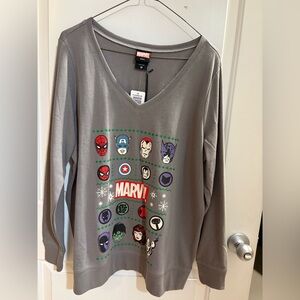 Torrid Gray Marvel Character V-Neck Shirt